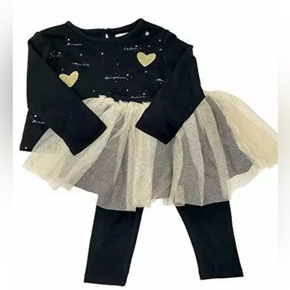 BCBG Girls Size 4T Foil Heart Bonjour 2 Piece Set - Picture 6 of 8